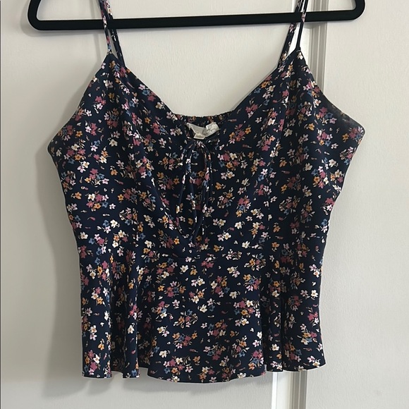 Floral Navy Spaghetti Strap Top - Picture 1 of 4